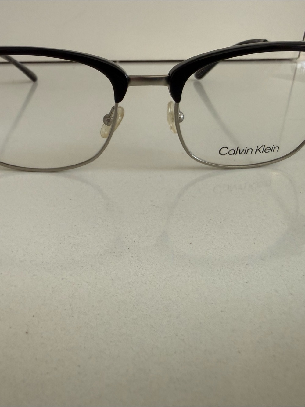 Calvin Klein Black and Silver Eyeglass Frames
